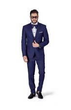 Navy Blue Slim Fit Men Suit Micro Textured Weave 2 Button Notch Collar Azar Man picture