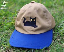 Black Cat Embroidered Hat, Contrast Colors Summer Hats, Peeking Cat Dad Hat picture