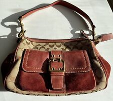 Coach 7063 Special Edition Fall 2004 Tan Signature Red Suede Small Shoulder Bag picture