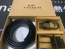 Coach MEN'S Signature Black Double Head Belt Box Set Adjustable 120CM - Gift New picture