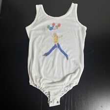 Vintage 70s Womens XS/S White Sleeveless Bodysuit Girl with Balloons FLAWS READ picture