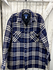 Town Craft Shirt Adult Large Blue Button Up Lined Flannel Long Sleeve picture
