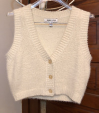 Urban Outfitters Cream Rickie Cropped Sweater Vest. Women Size Medium picture