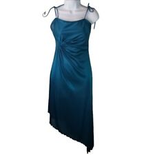Vtg 70s funky brand teal blue halter shoulder tie asymmetrical dress picture