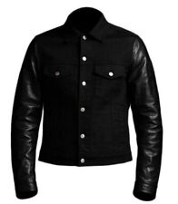 Men's David Beckham Spotted In Belstaff Leather Sleeves Denim Motorcycle Jacket picture