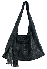 INDO Skin Handbags genuine phyton slouchy hobo bag with tassels black grey picture