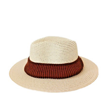 Women Straw Hat Ribbed Knitted Hat One Size Band Beach Summer Adjustable Cream picture