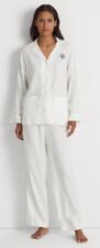 NWOT Lauren Ralph LaurenWomen's White Linen-blend Sleep 2 Pc Garment Set picture