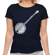 BANJO DISTRESSED PRINT WOMENS T-SHIRT VINTAGE STYLE TOP PLAYER MUSICIAN GIFT picture