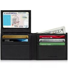 Genuine Leather Minimalist Bifold Wallets For Men RFID Blocking Slim Mens Wallet picture
