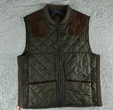 VTG Polo Ralph Lauren Hunting Vest Mens Large Green Quilted Leather Trim Riding picture