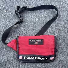 Vintage Polo Sport Ralph Lauren Flag Fanny Pack Red Belt Waist Bag Vtg picture