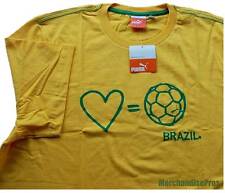 MEN'S PUMA FIFA WORLD CUP 'I LOVE SOCCER' BRAZIL YELLOW T-SHIRT TEE NEW XL $20 picture