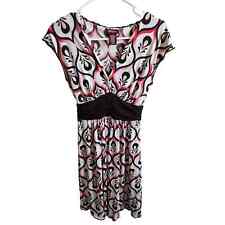 Vintage Miss Bisou Womens Sz M Knee Length Casual Dress Pink Black White picture