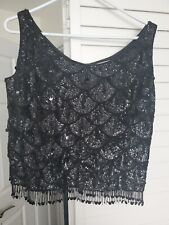 Vintage 1950s MAI JACOB Sequined Beaded Sequins Dressy Tank Top Medium Wool picture