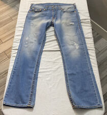 RARE True Religion Straight WFLPS Big T Old Multi Jeans Denim Men's Size 36 picture