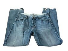Tommy Hilfilger Mens Straight Jeans Light Blue Size 38x34 Denim Distressed Hem picture
