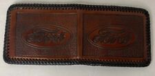 Vintage New Old Stock Ford Logo Handmade Braided Edge Leather Wallet Billfold picture
