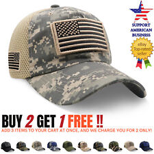 Baseball Cap USA Flag American Men Hat Detachable Patch Mesh Tactical Army Caps picture