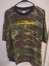 John Deere Men's X Large Tee Shirt Camo Pattern Center Chest Logo Short Sleeve picture