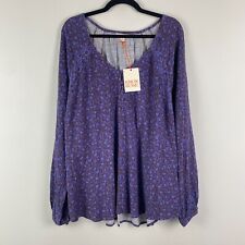 Knox Rose Floral Peasant Blouse Size XL Boho Purple Long Sleeve picture