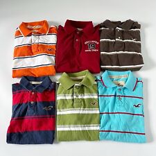 Hollister Men's Lot/Bundle of Six Short Sleeve Polo Shirts Cotton Striped Size L picture