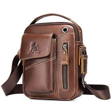 BAIGIO Men's Leather Shoulder Bag Vintage Cross Body Bag Sling Crossbody Handbag picture