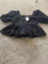 H&M Women's Blouse Black Short Sleeves New With Tags Shipping Included picture