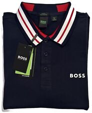 NEW HUGO BOSS POLO SHIRT XL SLIM FIT 3 BUTTON PIMA COTTON NAVY WHITE RED picture
