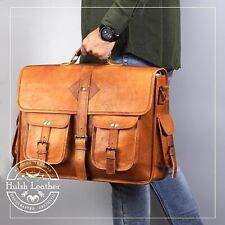Men's Genuine Vintage Leather Messenger Shoulder Laptop Bag Briefcase Brown picture