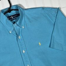 Vintage Polo Ralph Lauren Oxford Shirt Mens Large Short Sleeve Button Aqua 90’s picture