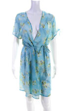 Oscar de la Renta Pink Label Womens Floral Pattern Sheer Wrap Dress Blue Size S picture