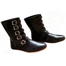 Medieval Leather Boots Re-enactment Larp Role Play Pirate Shoes picture