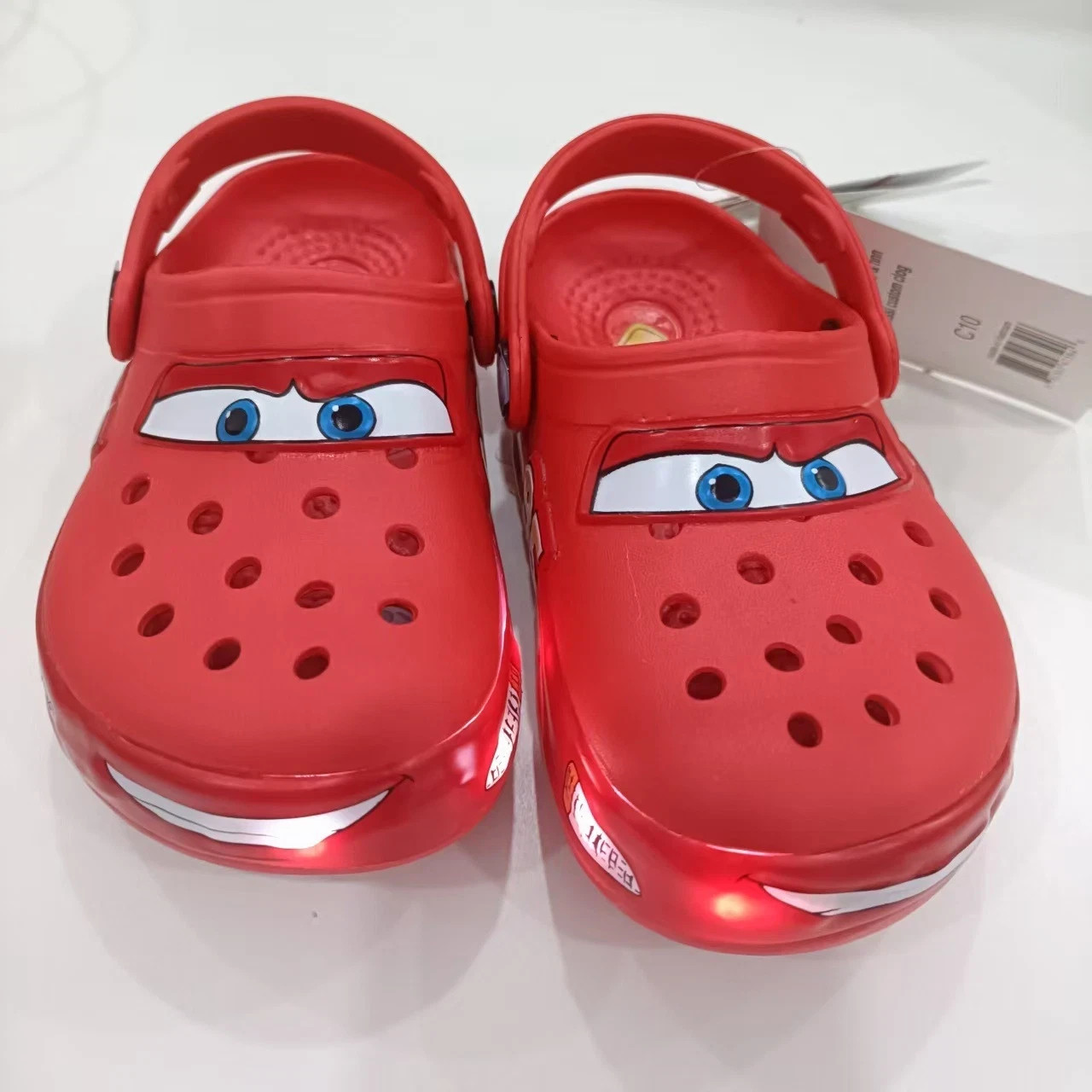 Kid’s LIGHT-UP Lightning McQueen Crocs boys girls Shoe Clog Disney C8-J3 Size US