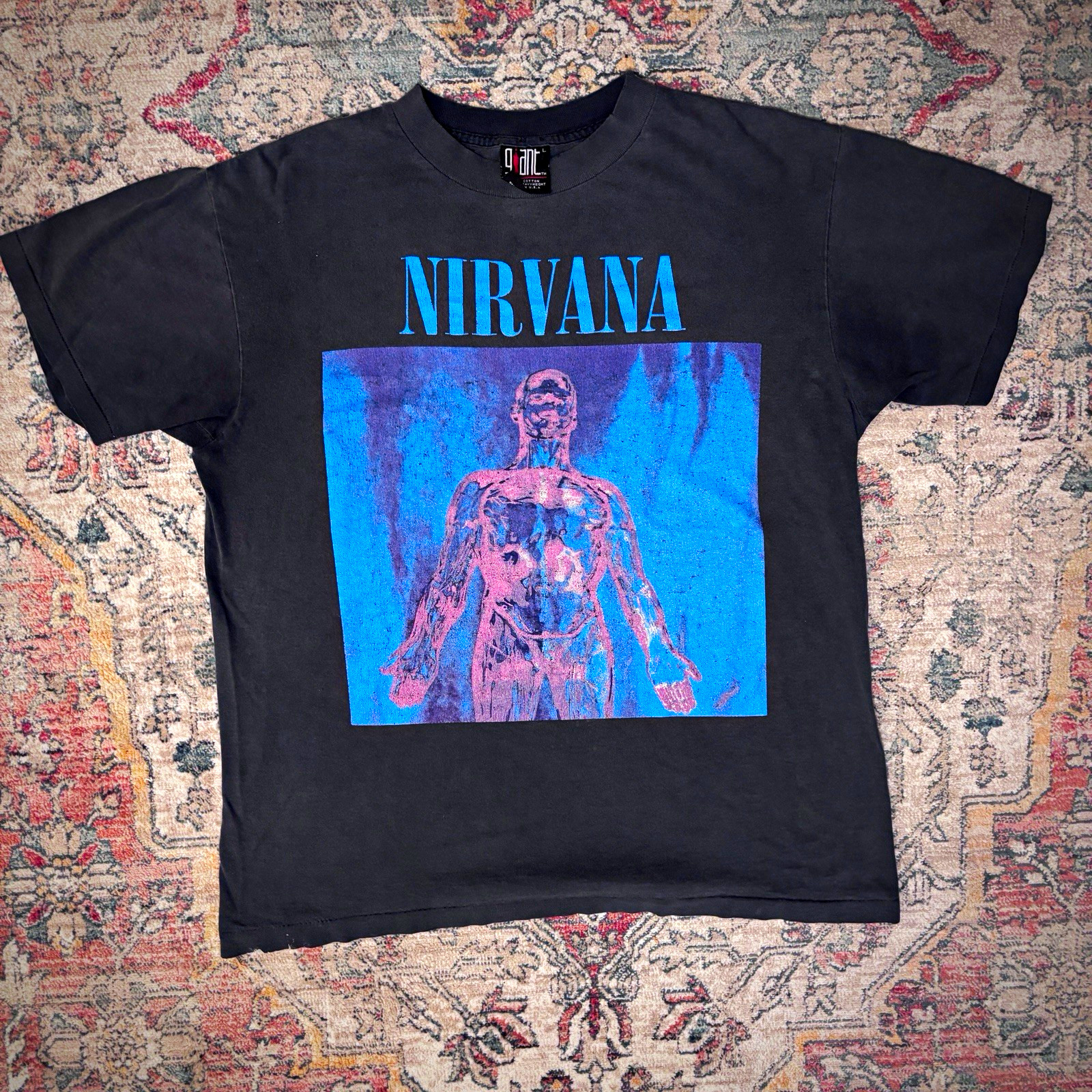 Vintage Nirvana Sliver Graphic Print Black T-Shirt size L Rare Original