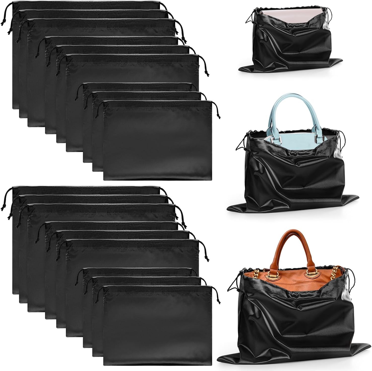 18 Pcs Dust Bags for Purses Handbags Satin Purse Storage OrganizerwithDrawstring