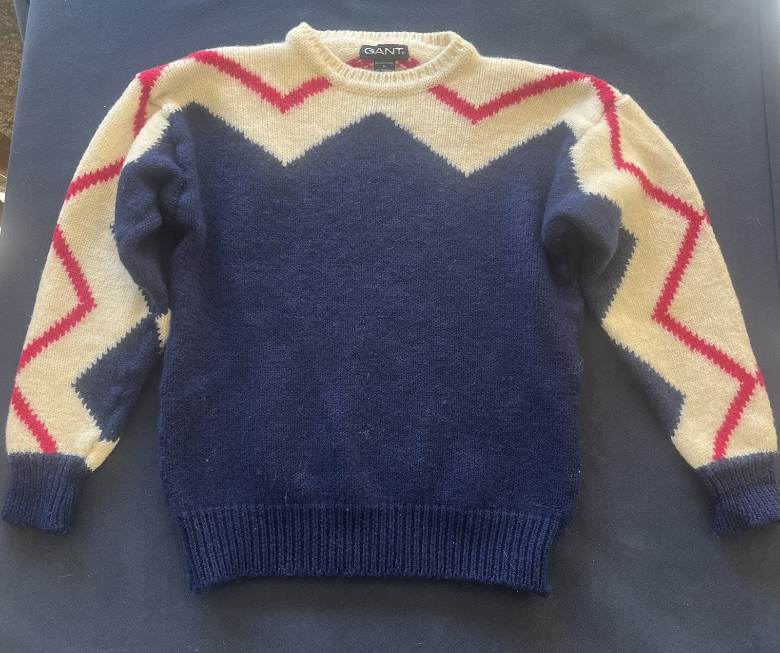 Vintage 90s Gant Wool Sweater Chevron Pattern Size Women’s Medium