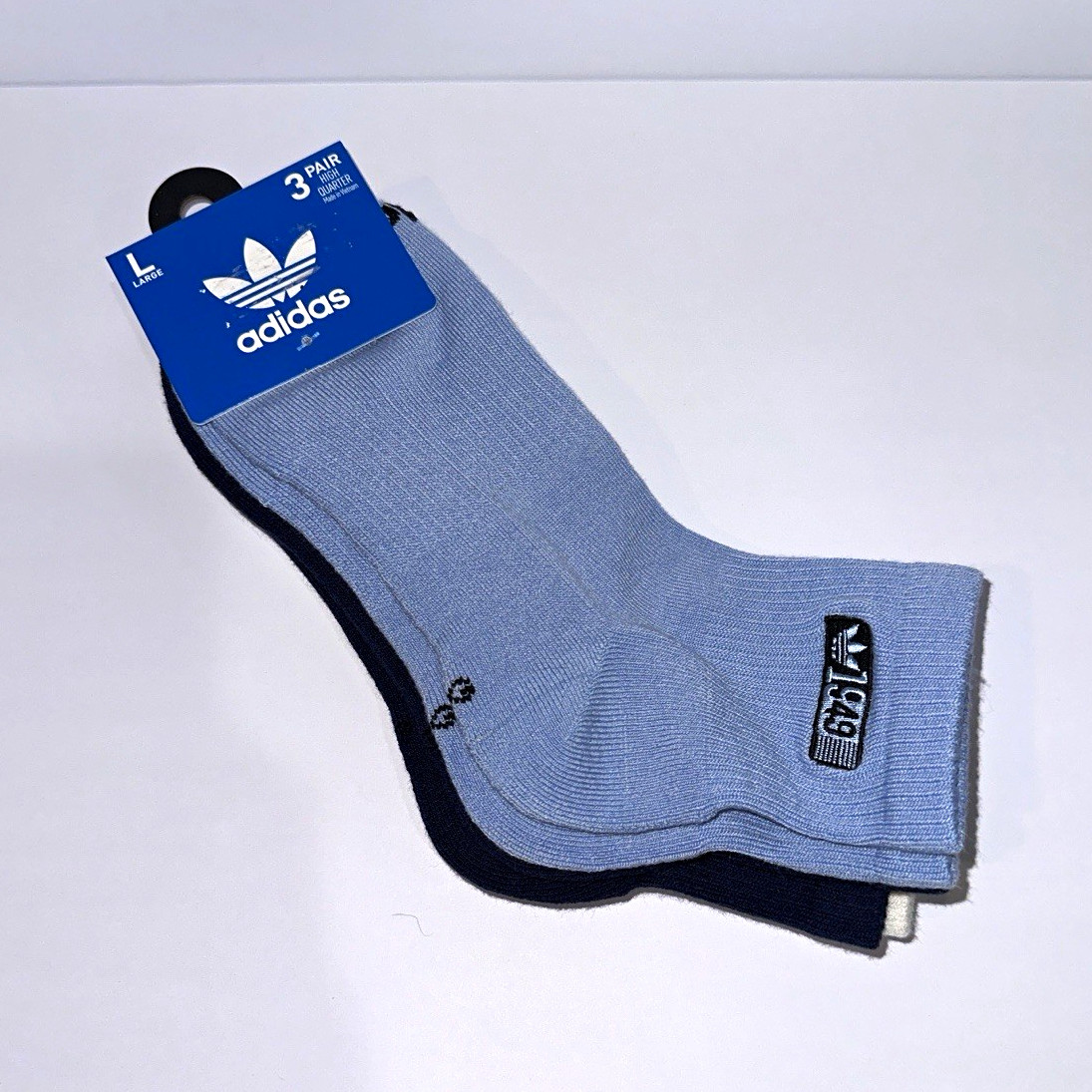 adidas Originals Men\'s Trefoil Logo Crew Socks 3-Pair Pack Size L, Multicolor