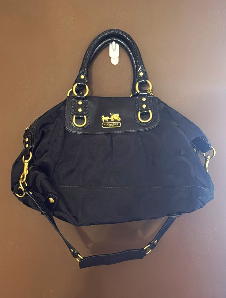 Vintage Coach Madison Sabrina Black Nylon/Leather Satchel