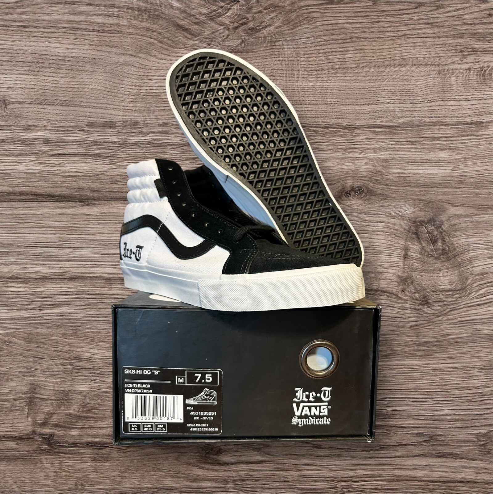 Size 7.5 Vans Syndicate Ice T SK8 Hi OG \