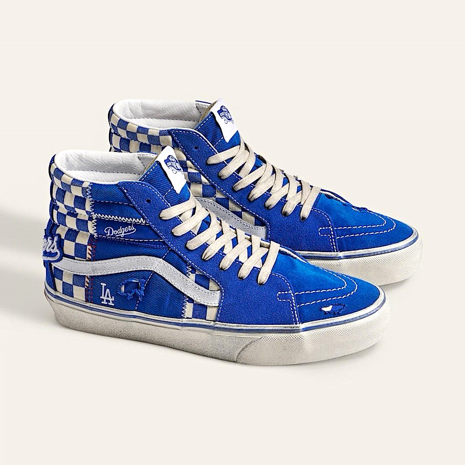 VANS Sk8-Hi LA Dodgers Embroidered Logo Check Blue/White Men’s 8