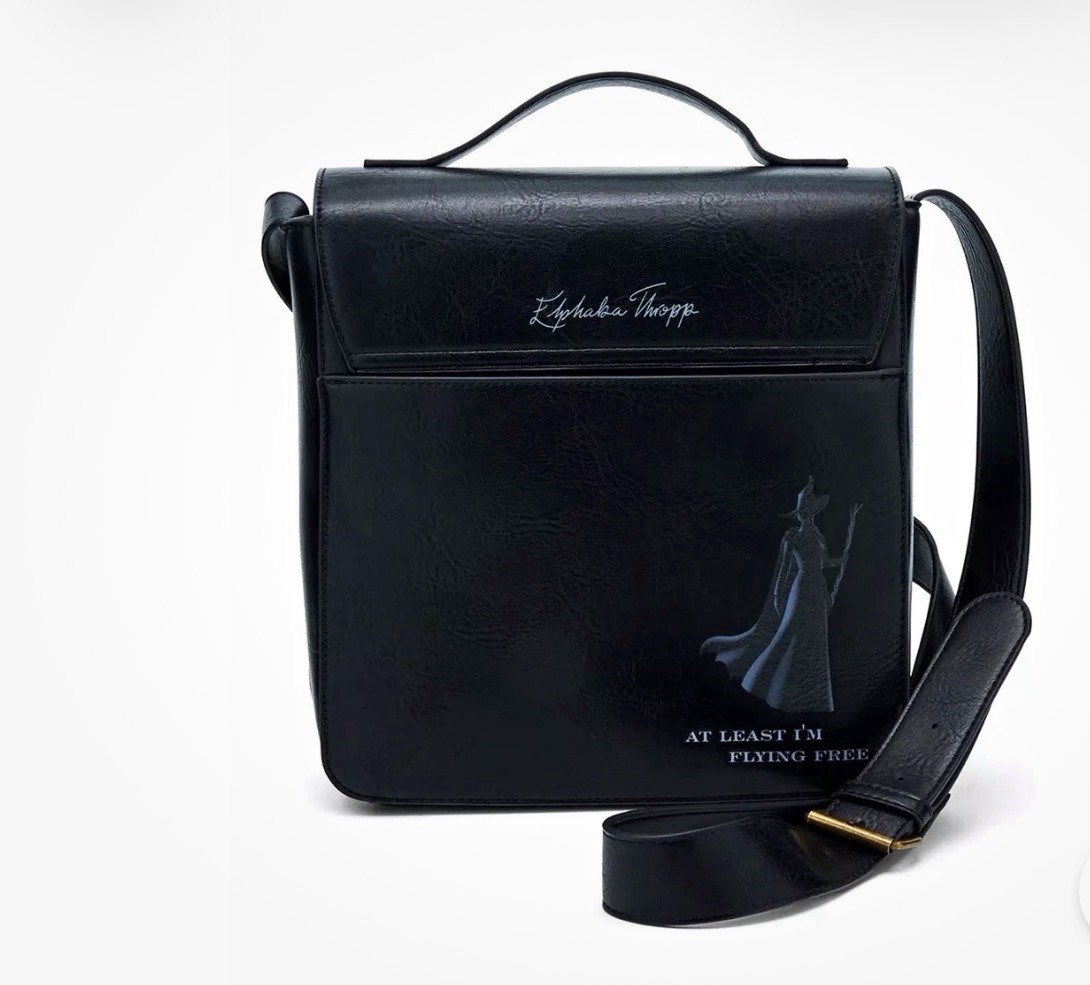 Loungefly Wicked Elphaba Thropp Black Faux Leather Crossbody Bag Green Lining