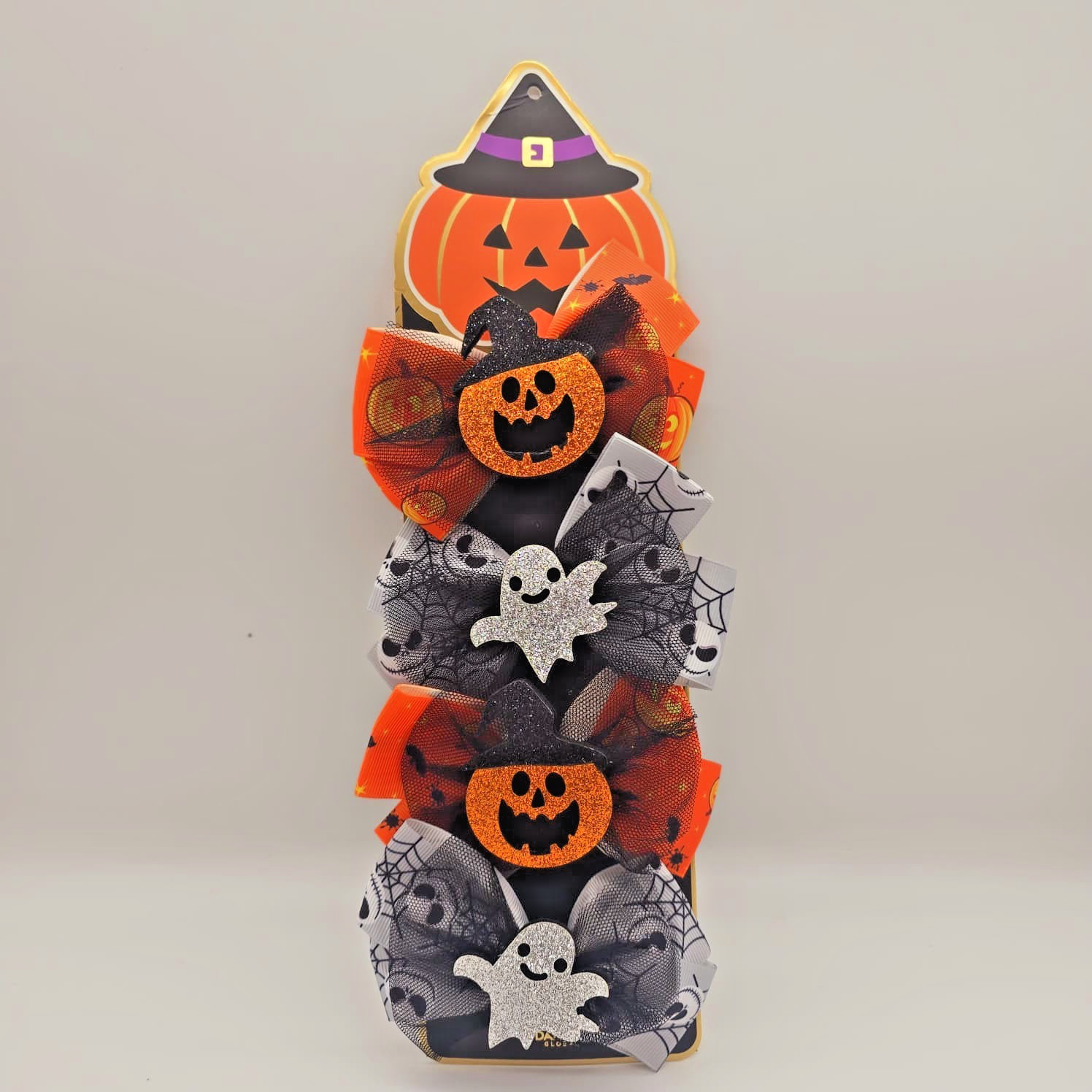 Danbar Global Halloween Hair Bows Orange /Black Witch Pumpkin Ghost 4 Pack