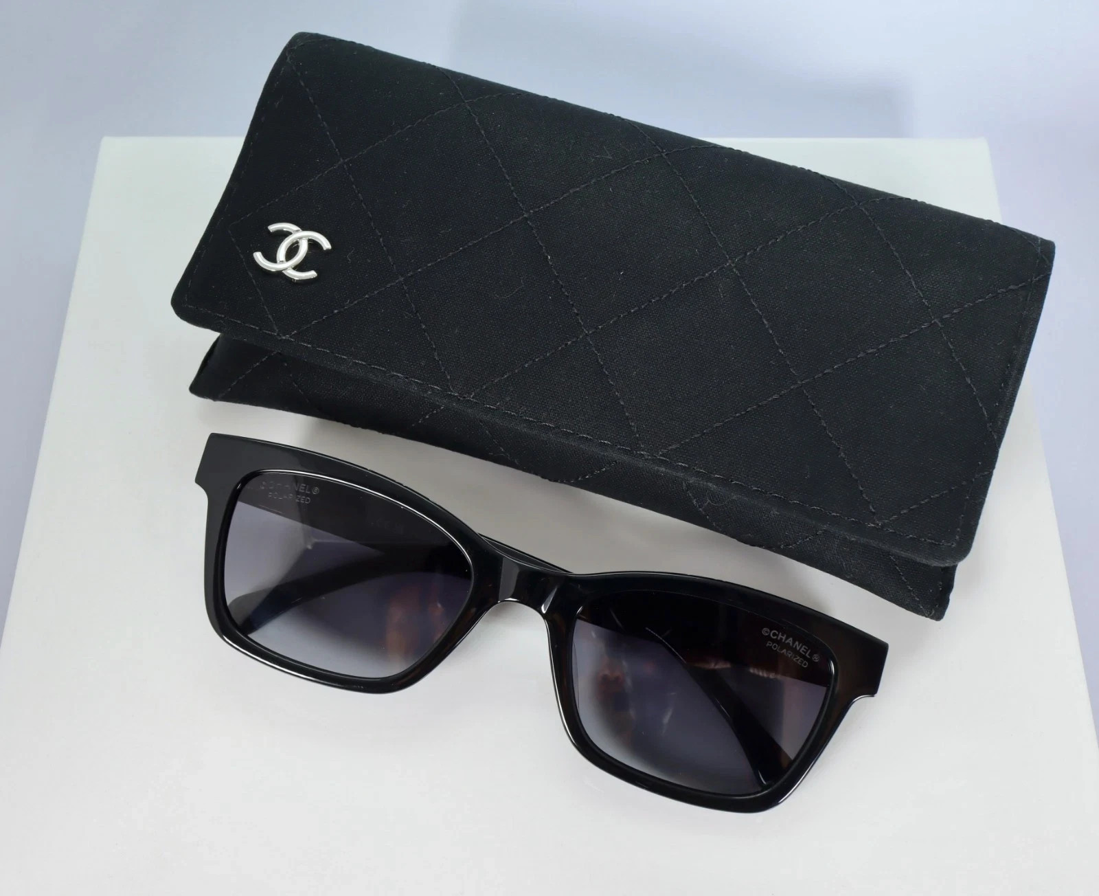 Chanel CH5417 54mm Square Sunglasses in Black w. Polarized Gray Lens