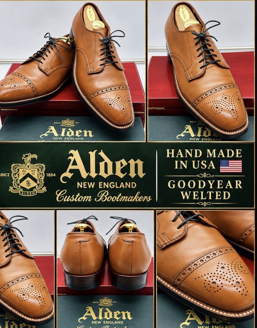 Alden Mens Dress Shoes 9 Burnished Brown Tan Rare Medallion Bootmaker Edition