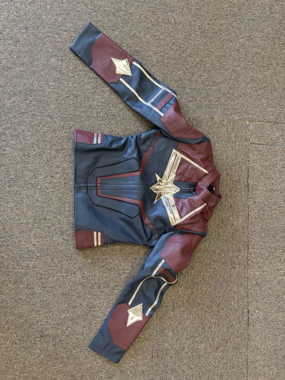 ⁠Marvel Captain Marvel Carol Danvers Biker Leather Jacket Cosplay