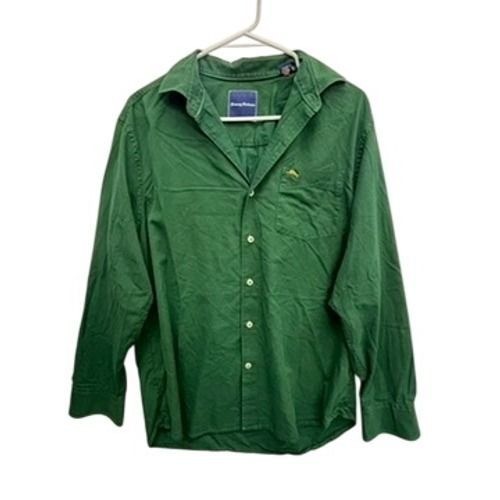 Tommy Bahama mens green button down shirt