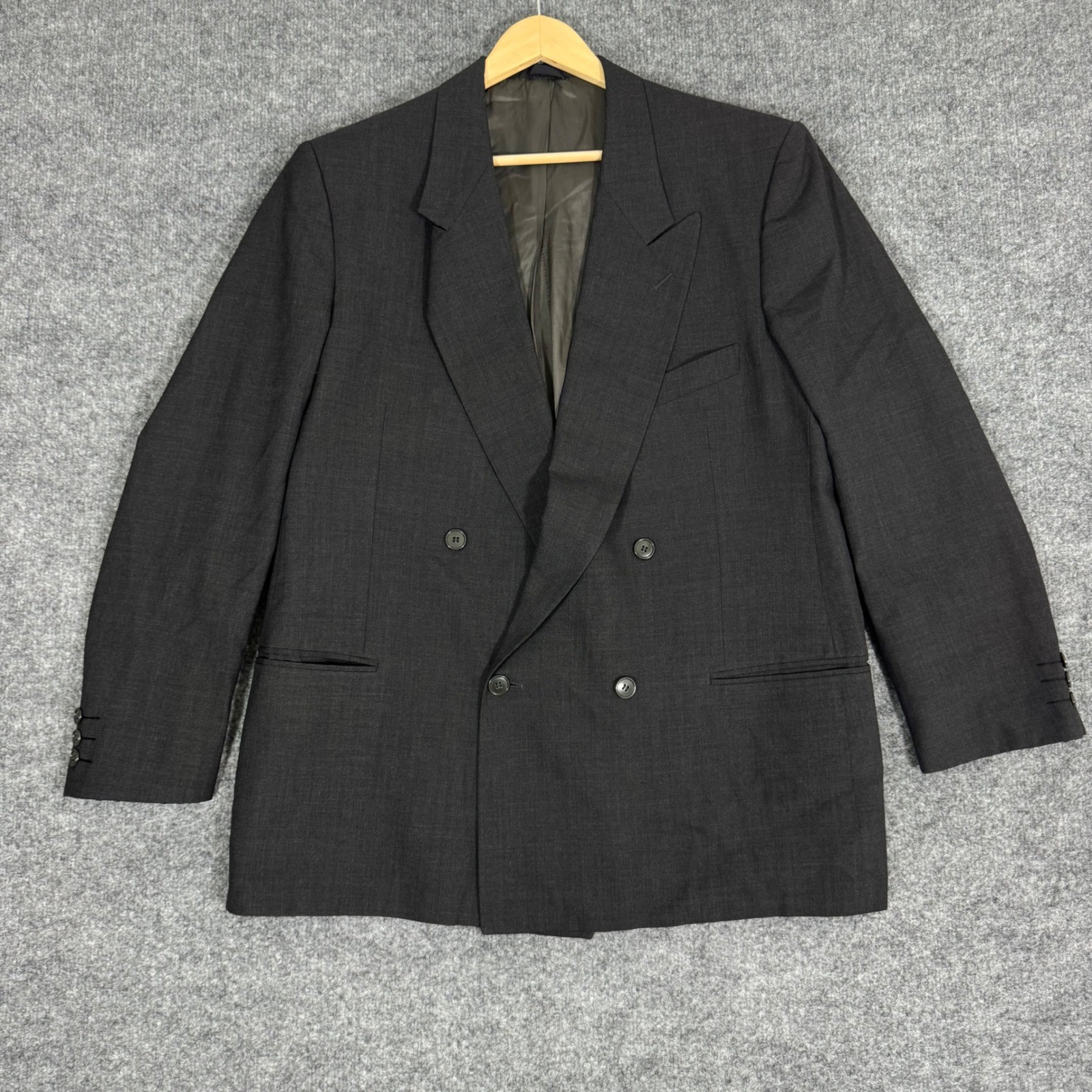 Mani Giorgio Armani Blazer Double Breasted Mens 4$R Grey Wool Made in Italy EUC