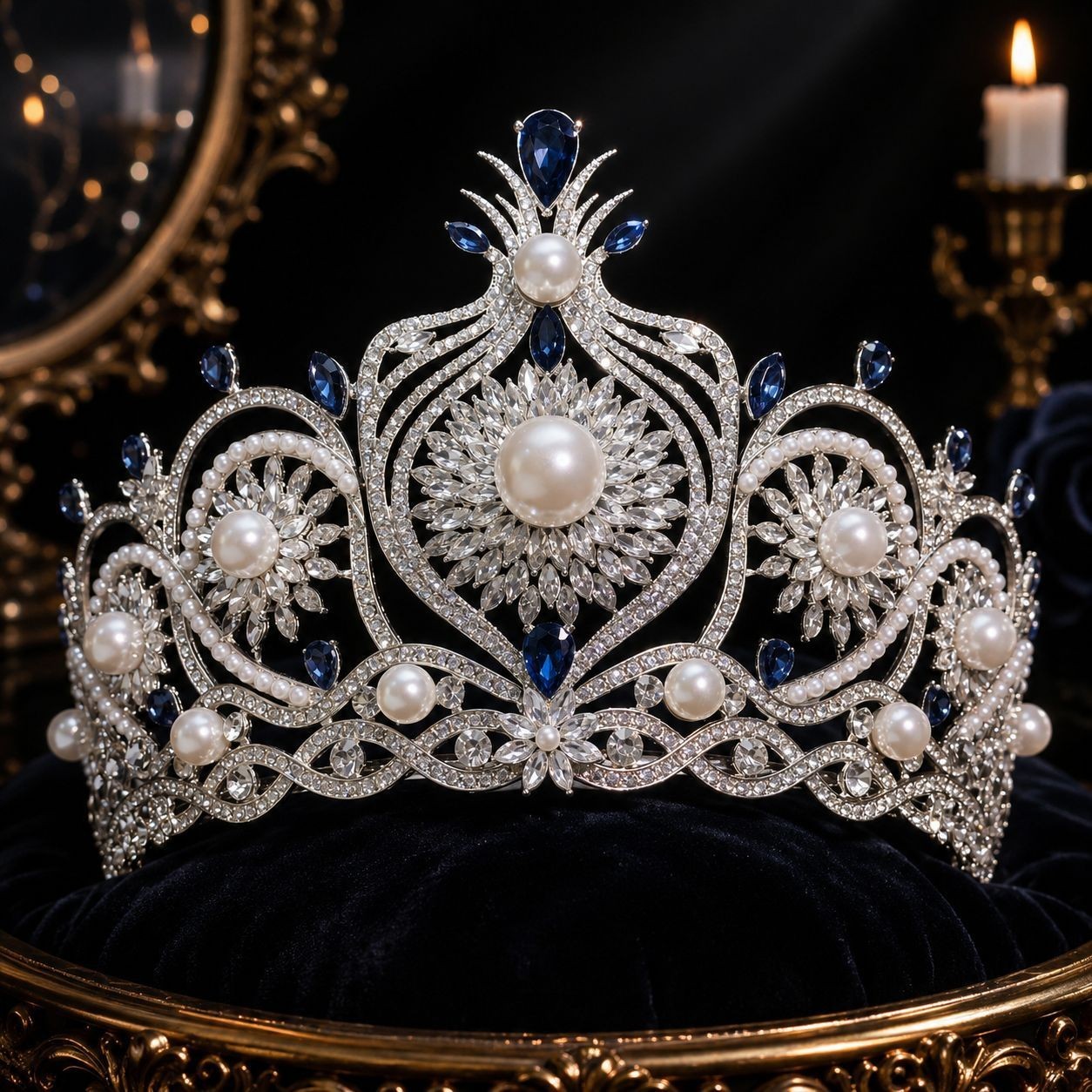 14cm Tall Crystal Tiara Crown Wedding Queen Princess Prom Adjustable For Women