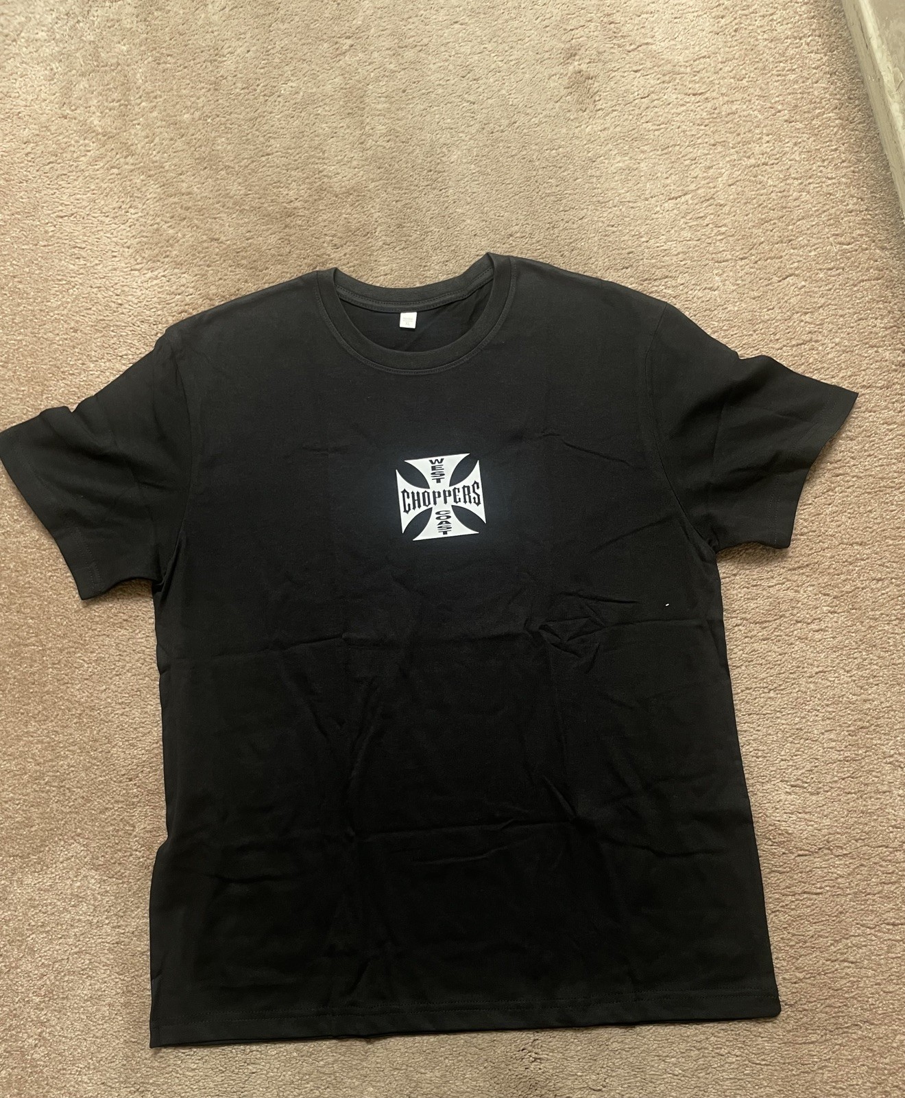 West Coast Choppers Shirt Mens XL Black Iron Cross Logo Long Beach Biker Graphic